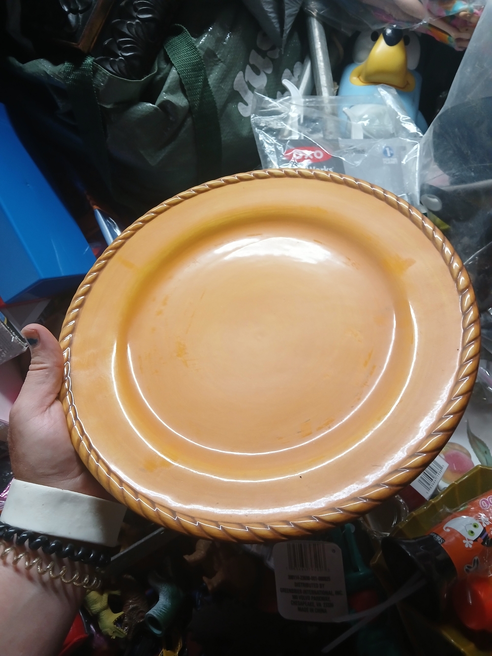 Orange Charger Plate Rope TrimVilla Bellagio Twist-Edge Plate Tabletops set of 3